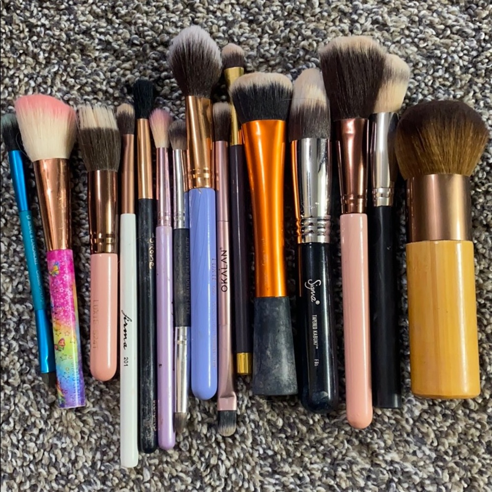 Variety of makeup brushes
